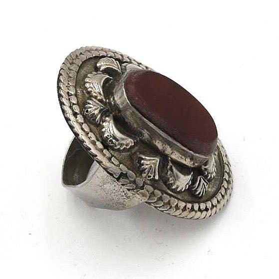 Oversized Afghan Tribal Ring: Kuchi Silver Boho Jewelry