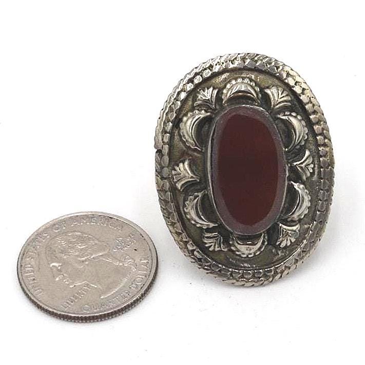 Oversized Afghan Tribal Ring: Kuchi Silver Boho Jewelry