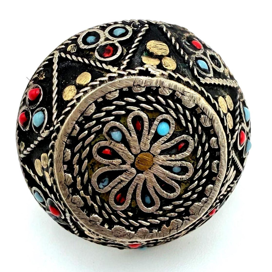 Large Afghan Tribal Ring: Vintage Kuchi Silver Boho Statement