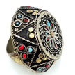 Large Afghan Tribal Ring: Vintage Kuchi Silver Boho Statement