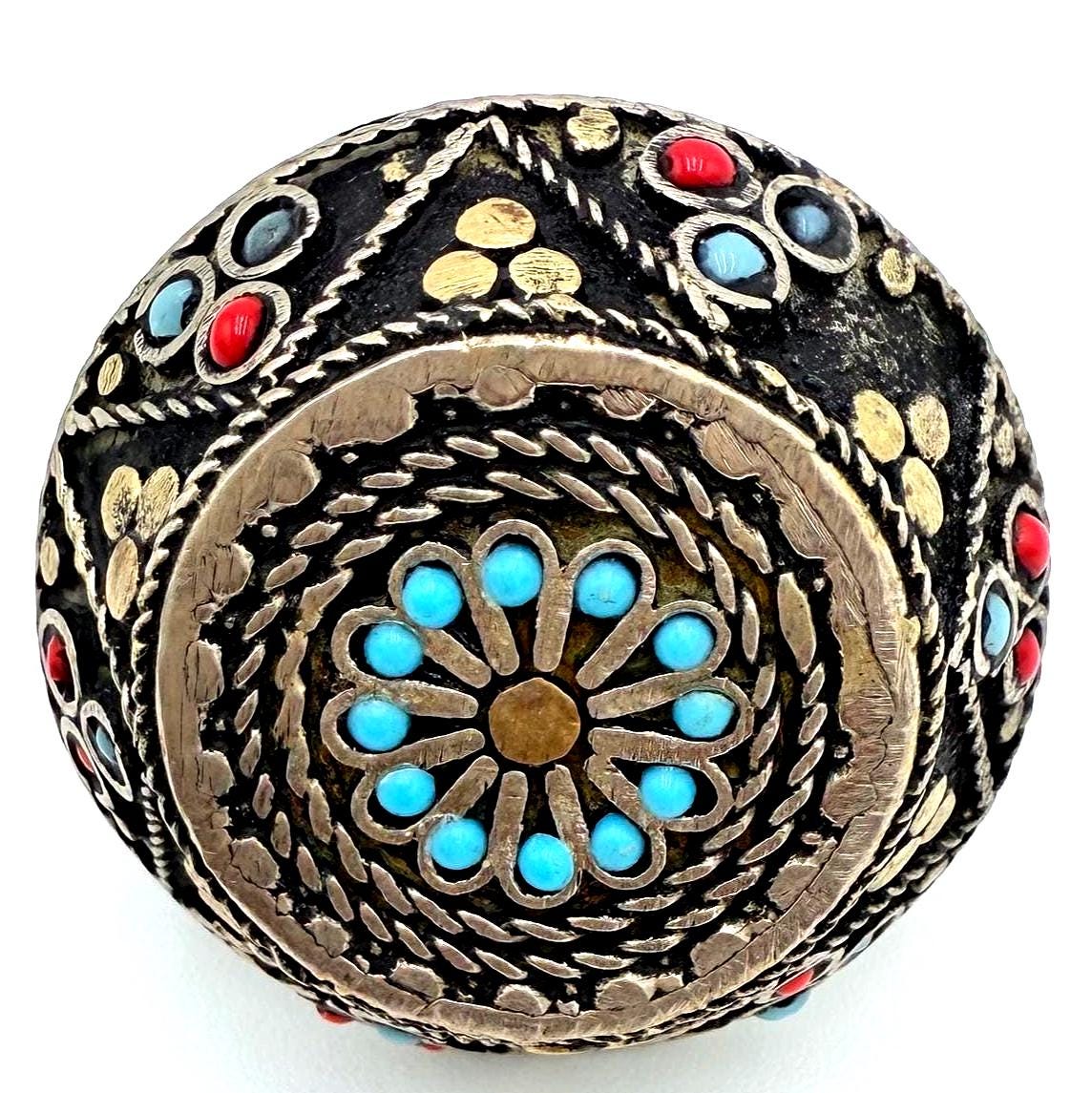 Large Afghan Tribal Ring: Vintage Kuchi Silver Boho Statement