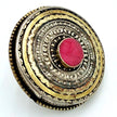 Oversized Vintage Afghan Statement Ring with Red Gemstone -  Boho Tribal Jewelry