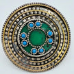 Oversized Vintage Afghan Statement Ring - Adjustable Turquoise Engraved Gemstone Jewelry