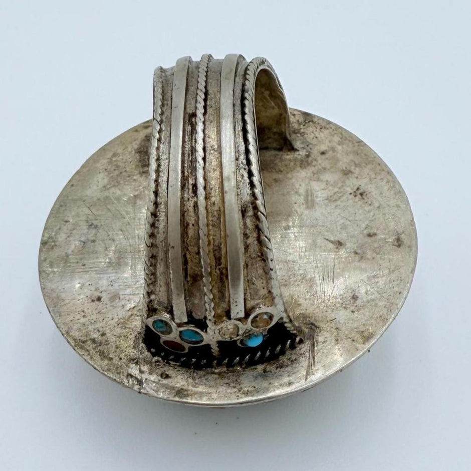 Oversized Vintage Afghan Statement Rings - Turquoise Carnelian Engraved Gemstone Jewelry