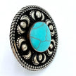 Vintage Afghan Turquoise Statement Ring -  Handmade Engraved Gemstone Jewelry