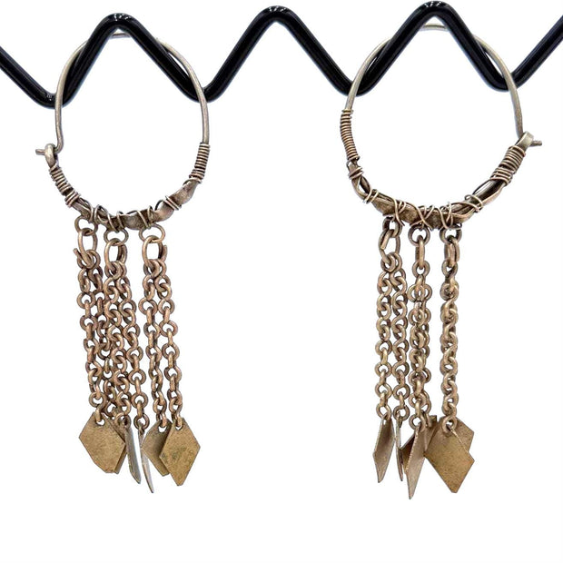 Vintage Afghan Kuchi Hoop Earrings: Tribal Boho Jewelry