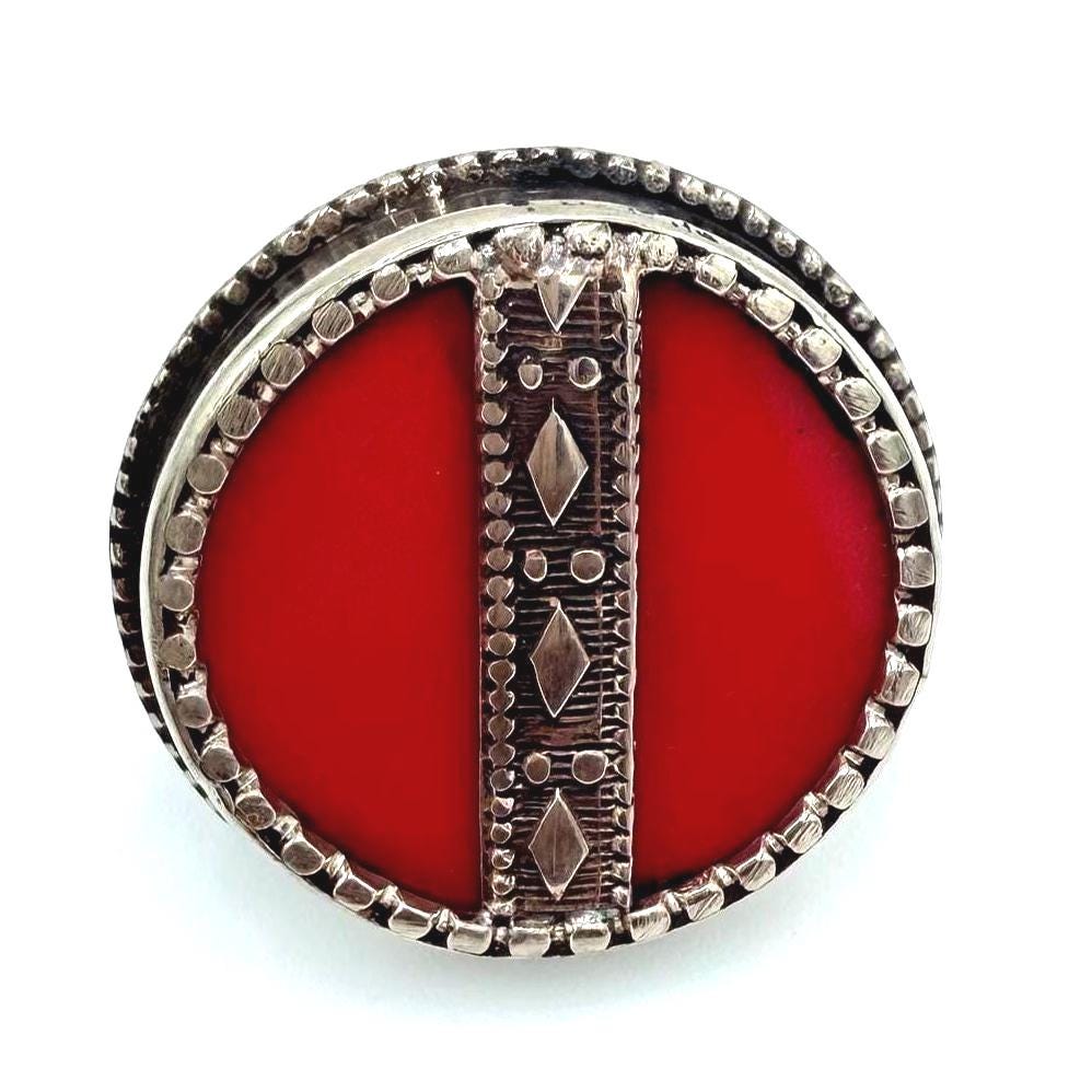 Vintage Afghan Statement Rings: Engraved Gemstone Jewelry for Festivals