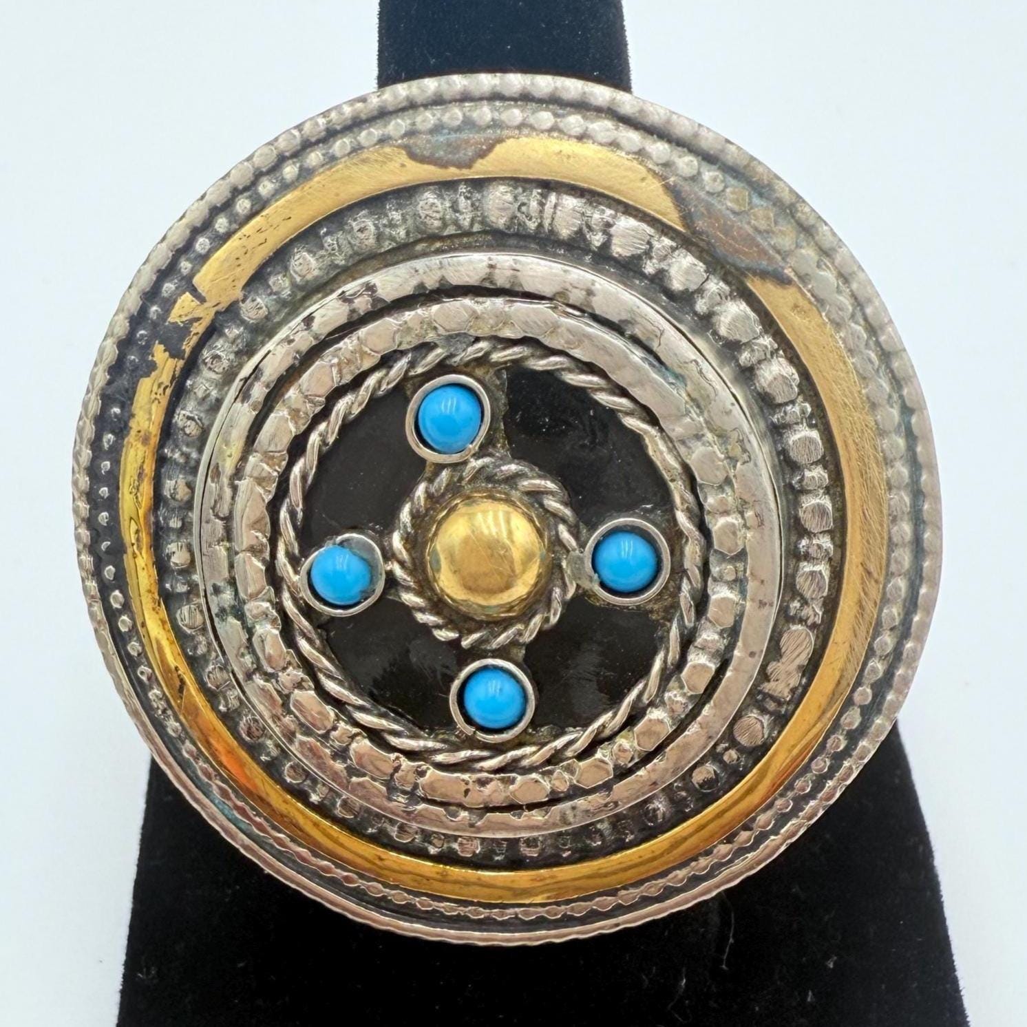 Oversized Antique Afghan Tribal Rings - Adjustable Boho Ethnic Jewelry for Women