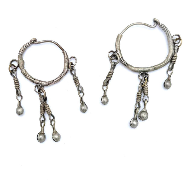 Vintage Afghan Hoop Earrings: Handcrafted Tribal Dangle Jewelry