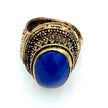 Vintage Afghan Statement Rings: Adjustable Turquoise  Engraved Gemstone Jewelry for Festivals