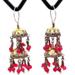 Vintage Turkmen Goldwashed Silver Earrings: Pink Glass Beads, Tribal Nomad Ethnic Statement Jewelry