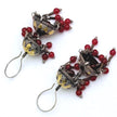 Vintage Turkmen Goldwashed Silver Earrings: Pink Glass Beads, Tribal Nomad Ethnic Statement Jewelry