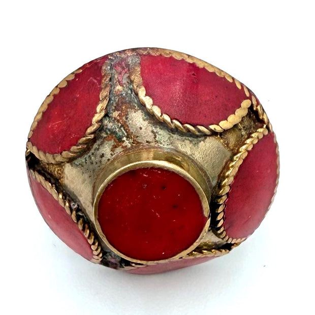 Vintage Afghan Statement Rings: Adjustable Turquoise & Carnelian Engraved Gemstone Jewelry for Festivals