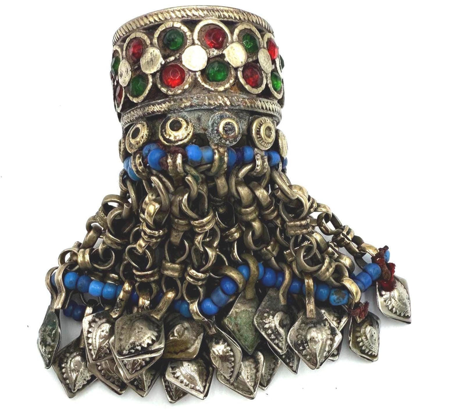 Antique Afghani Statement Ring - Vintage Gypsy Tribal Ethnic Bohemian Nomadic Adjustable Size 12