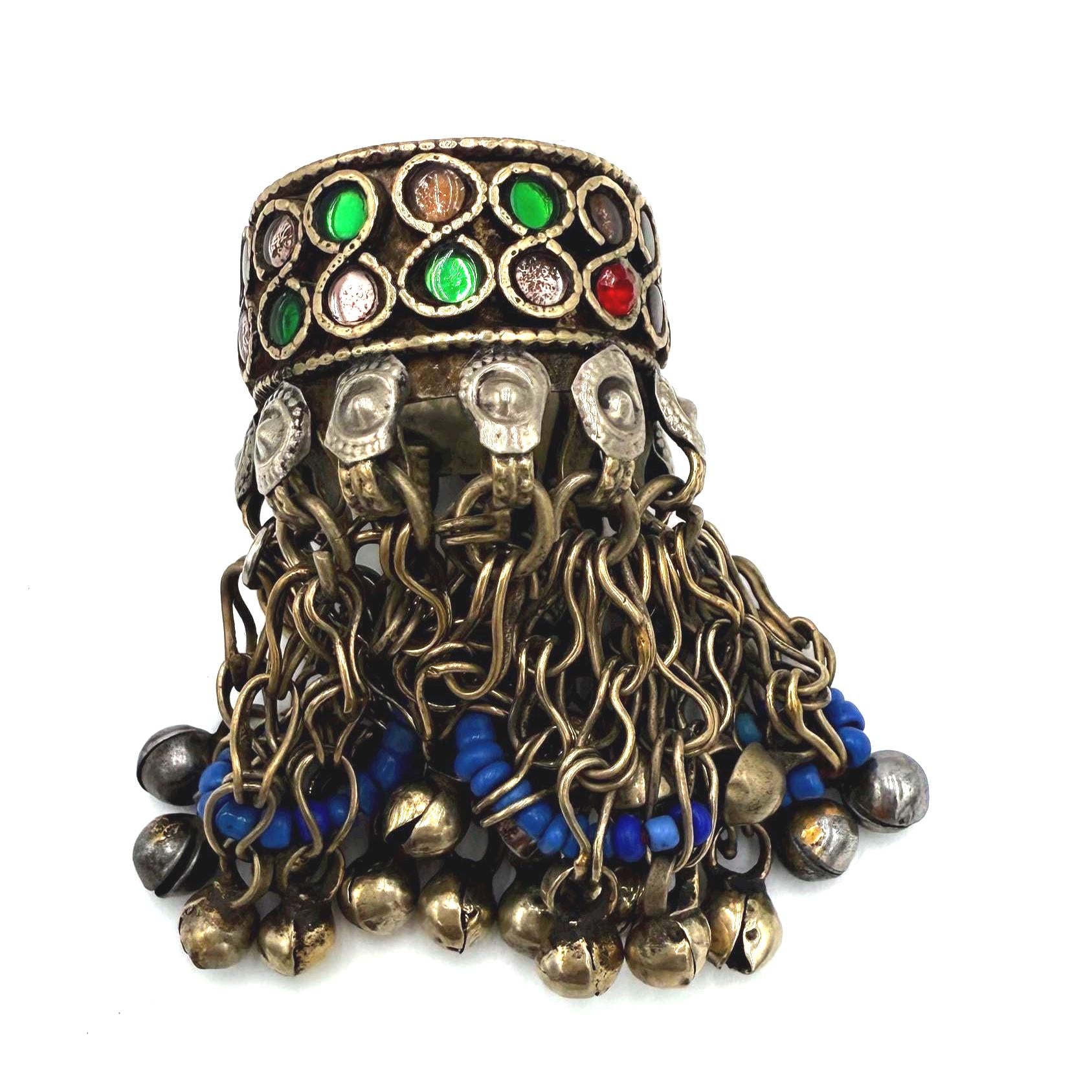 Antique Afghani Statement Ring - Vintage Gypsy Tribal Ethnic Bohemian Nomadic Adjustable Size 12