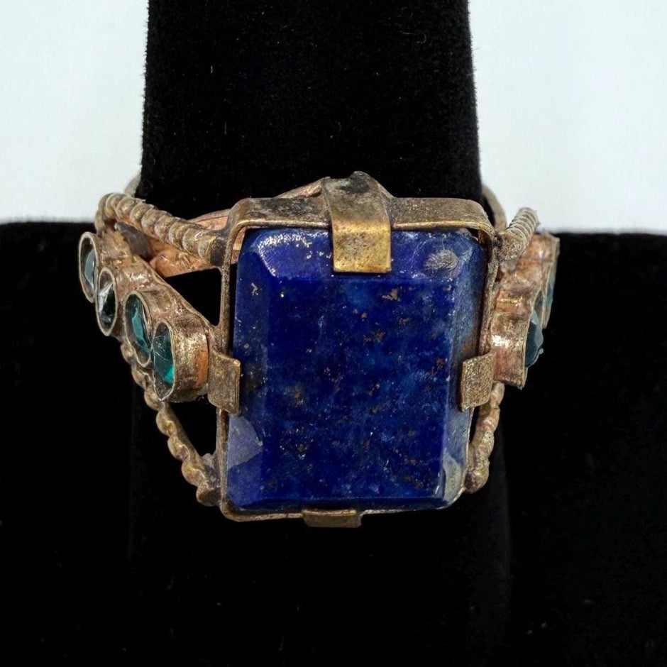 Vintage Afghan Lapis Lazuli Silver Ring - Ethnic Tribal Kuchi Jewelry for Women