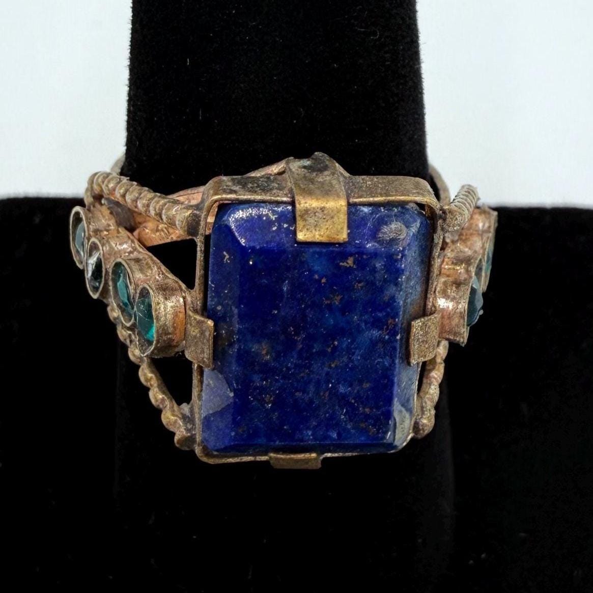 Vintage Afghan Lapis Lazuli Silver Ring - Ethnic Tribal Kuchi Jewelry for Women
