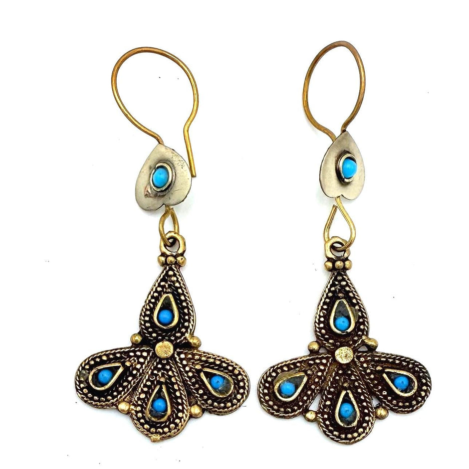 Vintage Afghan Tribal Earrings - Bohemian Statement Jewelry - Ethnic Middle Eastern Gypsy Gift for Her