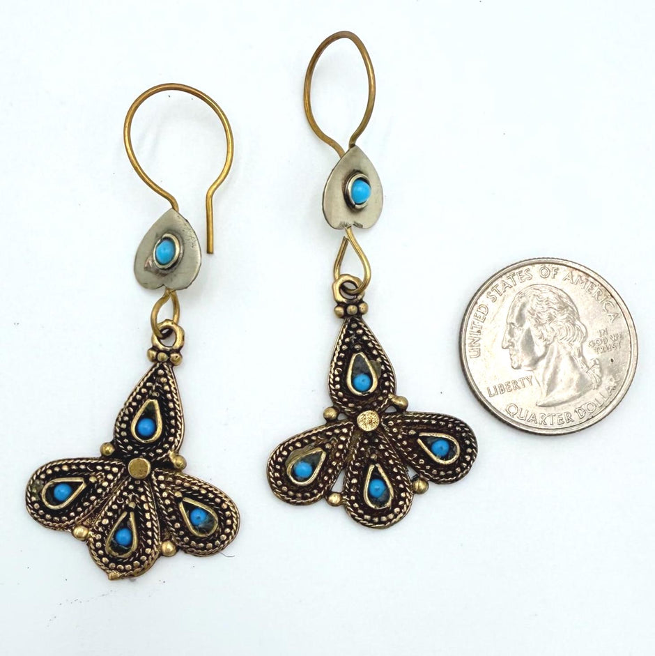 Vintage Afghan Tribal Earrings - Bohemian Statement Jewelry - Ethnic Middle Eastern Gypsy Gift for Her