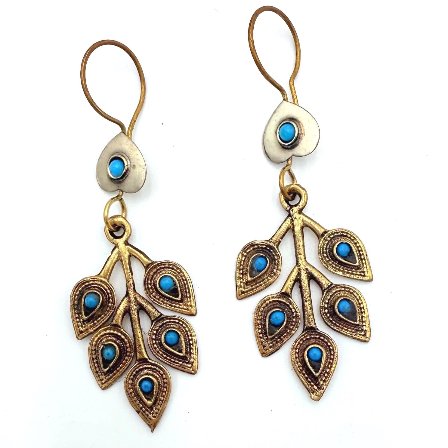 Vintage Afghani Turquoise Earrings: Boho Tribal Jewelry