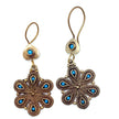 Vintage Afghan Tribal Flower Earrings - Handcrafted Boho Jewelry with Turquoise Accents