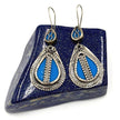 Vintage Afghani Tribal Earrings: Green Glass Stone, Boho Ethnic Jewelry