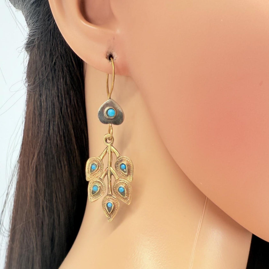 Vintage Afghani Turquoise Earrings: Boho Tribal Jewelry