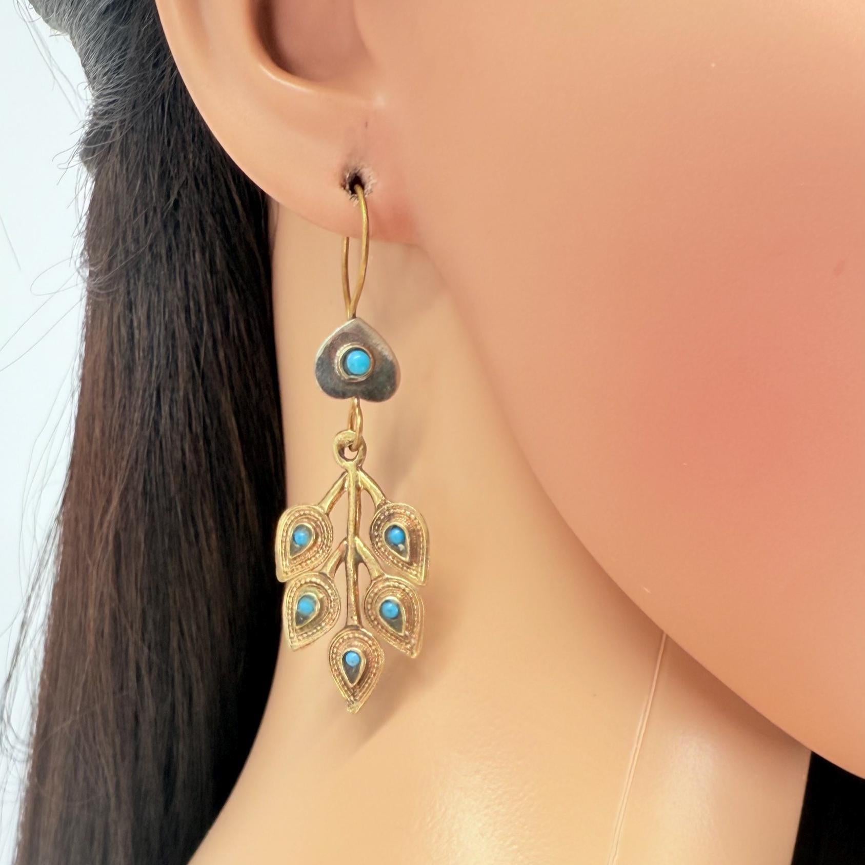Vintage Afghani Turquoise Earrings: Boho Tribal Jewelry