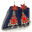 Vintage Afghani Tribal Statement Earrings - Red Stone Ethnic Middle Eastern Boho Gypsy Jewelry
