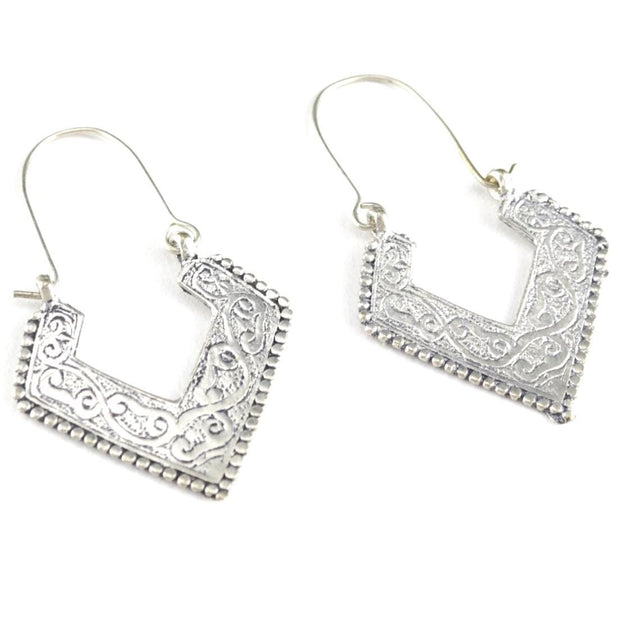 Vintage Afghan Silver Earrings - Handmade Ethnic Boho Statement Jewelry