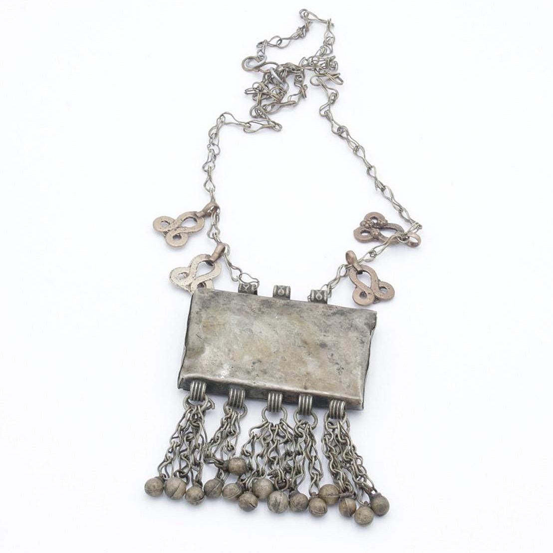 Antique Kuchi Statement Pendant: Vintage Afghan Boho Ethnic Necklace, Middle Eastern Tribal Jewelry