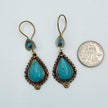 Vintage Afghan Turquoise Teardrop Earrings - Handmade Tribal Boho Dangle Jewelry