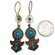 Vintage Afghan Blue Bead Earrings - Traditional Kuchi Jingle Jewelry for Baluchi Style Enthusiasts