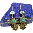 Vintage Afghan Blue Bead Earrings - Traditional Kuchi Jingle Jewelry for Baluchi Style Enthusiasts