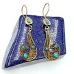 Vintage-Inspired Turquoise Afghan Tribal Earrings: Bronze Finish Kuchi Baluchi Jingle Jewelry