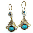 Vintage Afghan Tribal Earrings - Handcrafted Ornate Dangles with Turquoise Stone