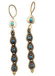 Vintage Afghan Tribal Earrings - Handcrafted Turquoise Teardrop Boho Ethnic Statement Jewelry