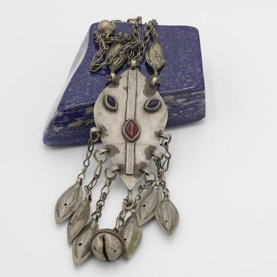 Vintage Kuchi Statement Pendant Necklace - Middle Eastern Antique Collectible Ethnic Jewelry