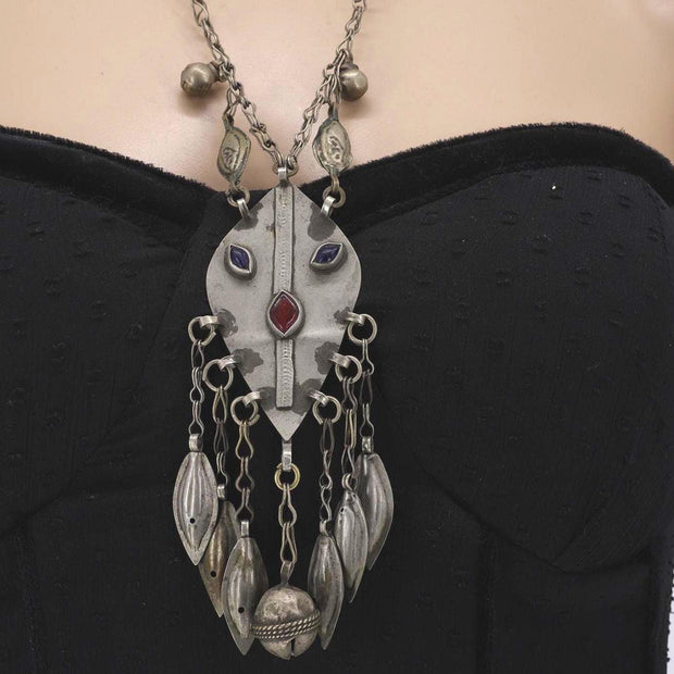 Vintage Kuchi Statement Pendant Necklace - Middle Eastern Antique Collectible Ethnic Jewelry