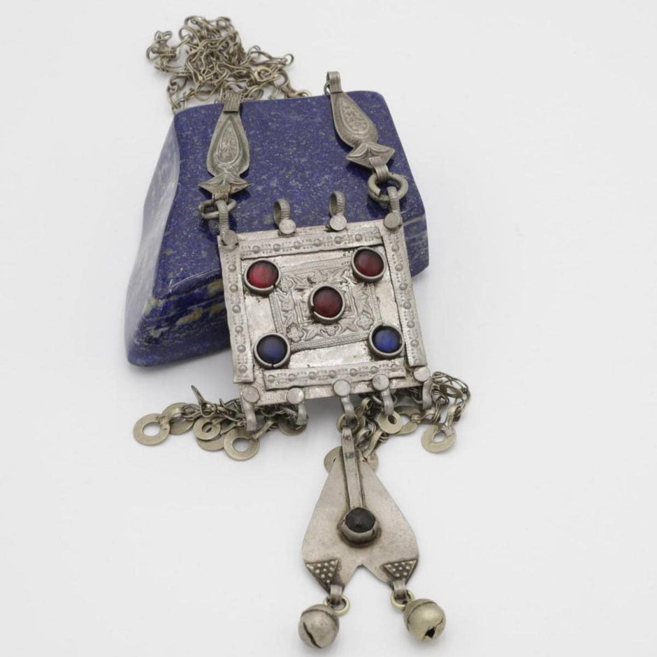 Vintage Kuchi Statement Necklace - Middle Eastern Antique Pendant Jewelry - Ethnic Boho Collectible