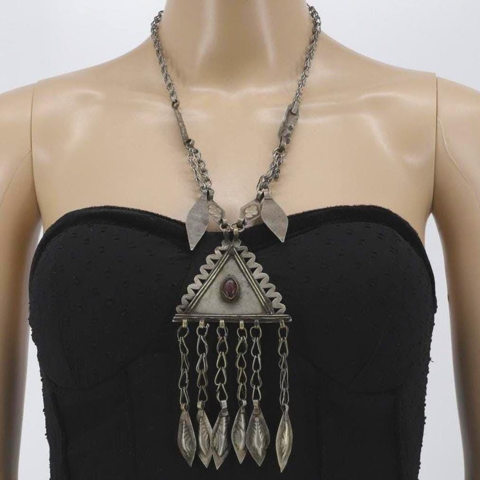 Vintage Kuchi Statement Pendant: Antique Middle Eastern Necklace - Boho Ethnic Afghan Jewelry