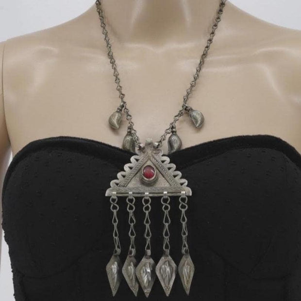 Vintage Kuchi Statement Pendant: Antique Middle Eastern Necklace - Boho Ethnic Afghan Jewelry