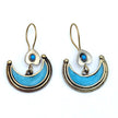 Afghan Crescent Moon Earrings – Handcrafted Boho Jewelry with Turquoise Inlay