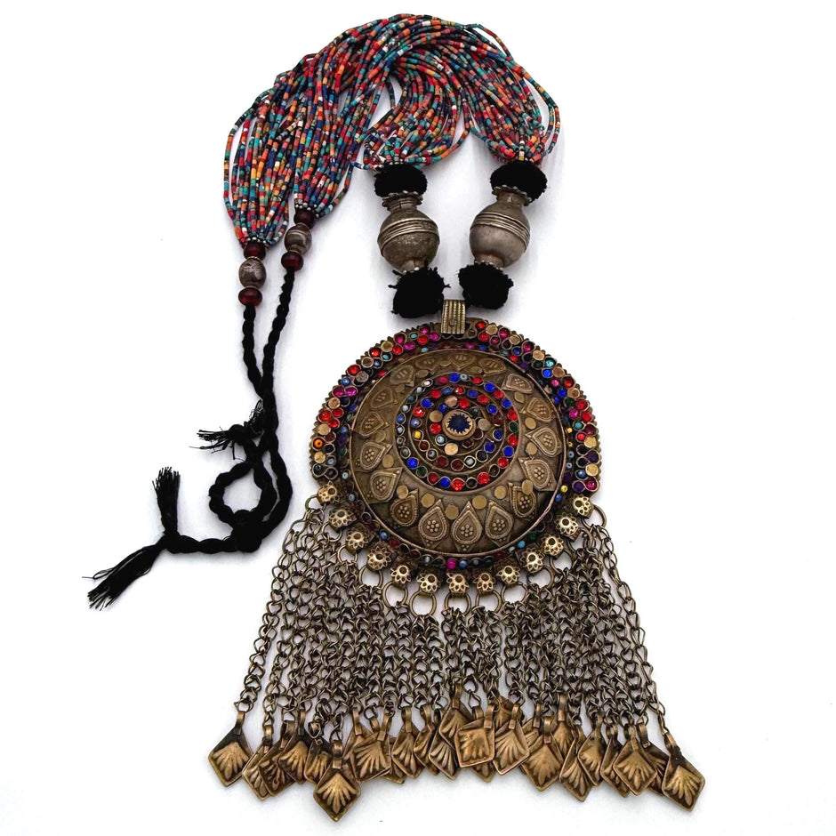 Vintage Afghan Beaded Statement Necklace