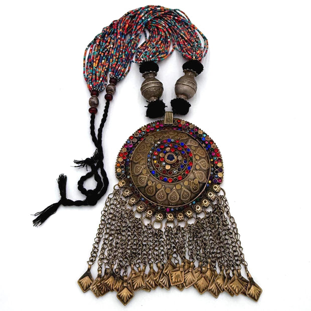 Vintage Afghan Beaded Statement Necklace