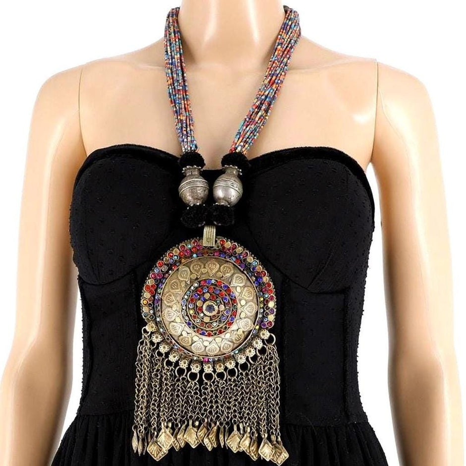 Vintage Afghan Beaded Statement Necklace