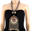 Handmade Afghan Kuchi Necklace | Vintage Tribal Statement Pendant, Glass Stones