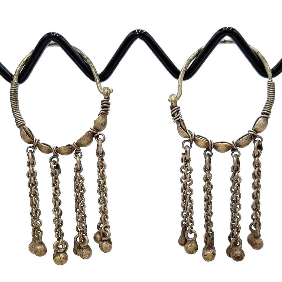 Vintage Afghan Kuchi Hoop Earrings: Tribal Boho Jewelry