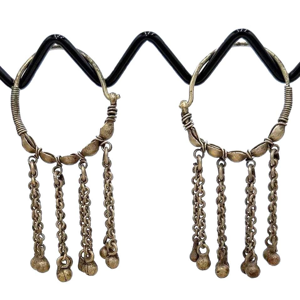Vintage Afghan Kuchi Hoop Earrings: Tribal Boho Jewelry