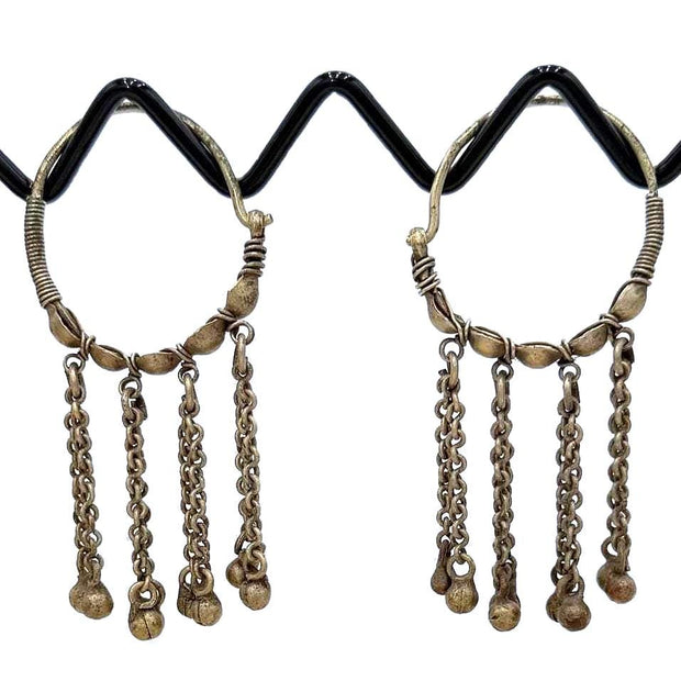 Vintage Afghan Kuchi Hoop Earrings: Tribal Boho Jewelry